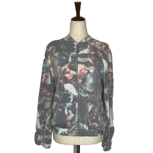 OBEY Jackets & Blazers - Obey Maven Floral Pastel Bomber Jacket Full Zip Pockets Long Sleeve Womens Sz S